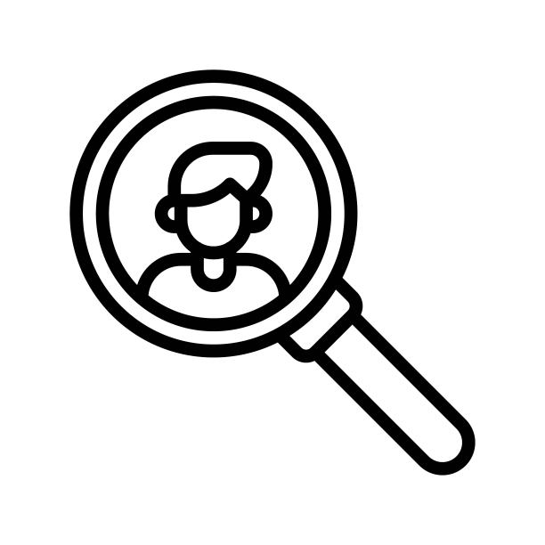 在放大镜中寻找与选举相关的人物或在线性风格中为投票向量找人，图片下载