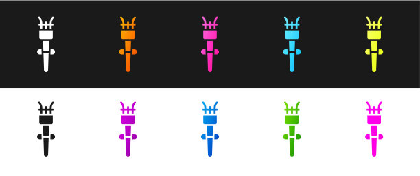 火炬火焰图标黑白背景矢量素材图片下载