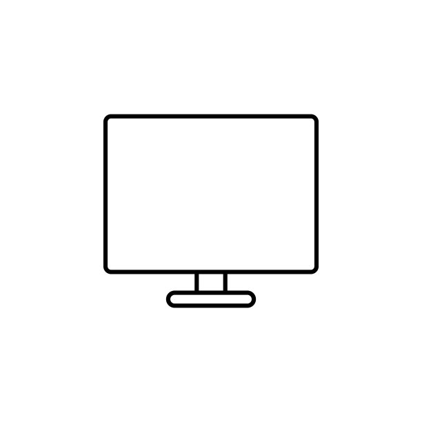 直线矢量图标显示器，计算机。轮廓矢量图标图片下载