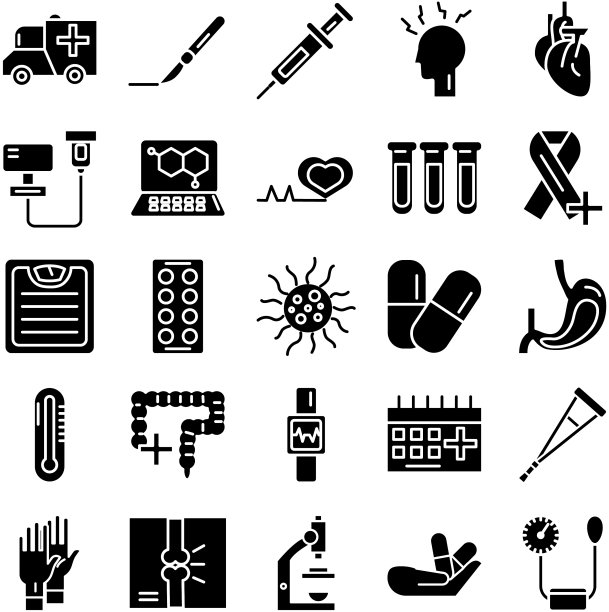 捆绑医疗剪影风格设置图标图片下载