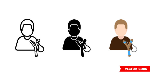 霸凌流氓图标有三种颜色，黑色和白色，轮廓。孤立向量符号符号图片下载