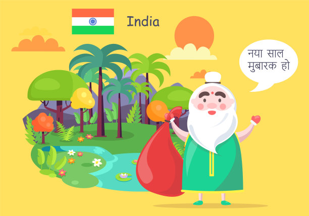 印度圣诞老人问候新年快乐图片下载