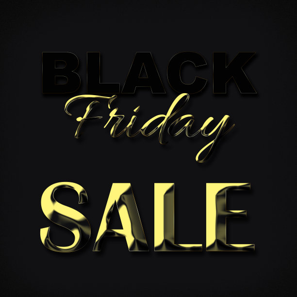 黑色星期五的促销标语上有金色的字母。特别优惠商店传单概念上的黑色背景。图片下载