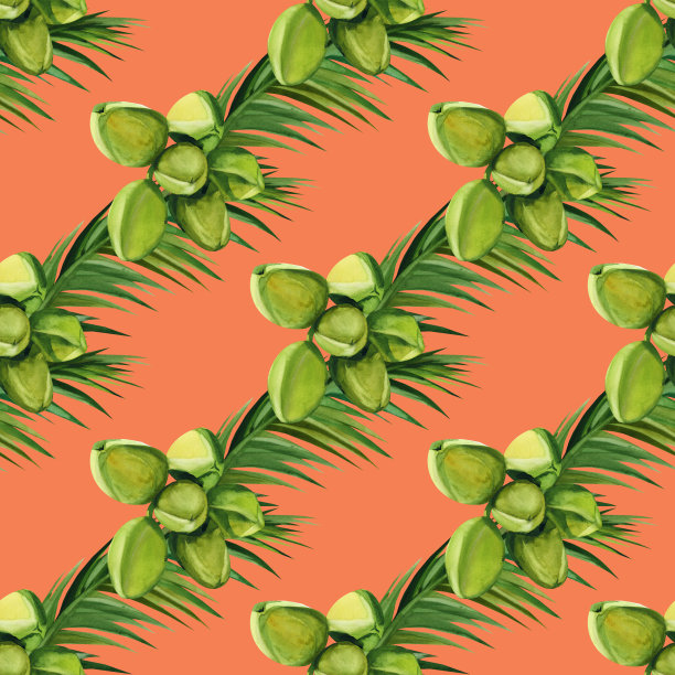 水彩无缝花卉和水果图案手绘装饰背景。手绘水彩插图。图片下载