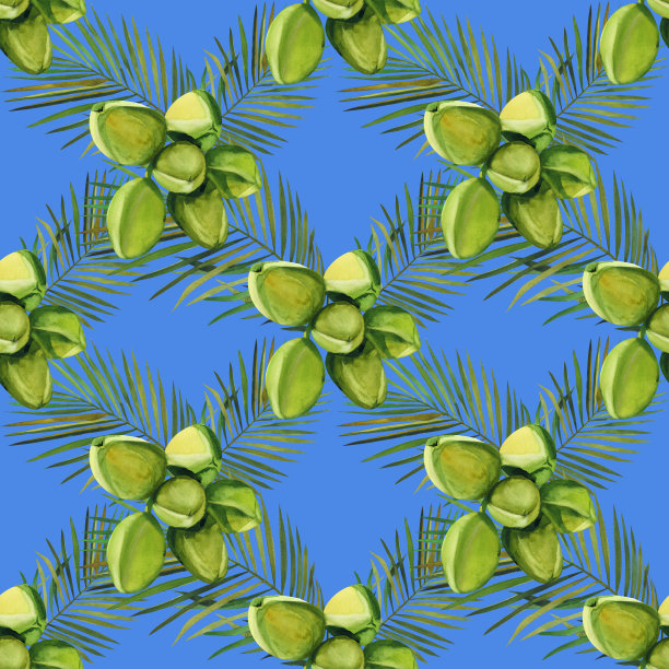 水彩无缝花卉和水果图案手绘装饰背景。手绘水彩插图。图片下载