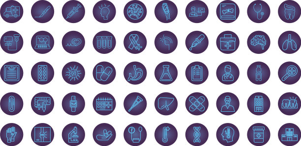 捆绑医疗霓虹风格设置图标图片下载