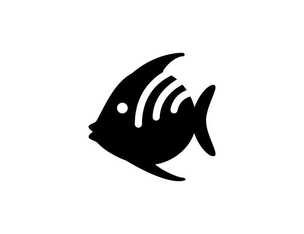 热带鱼图标。孤立鱼轮廓符号-矢量图片下载