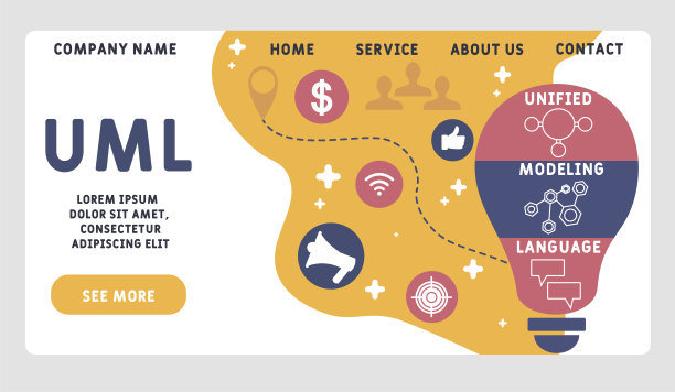 矢量网站设计模板。统一建模语言。图片下载