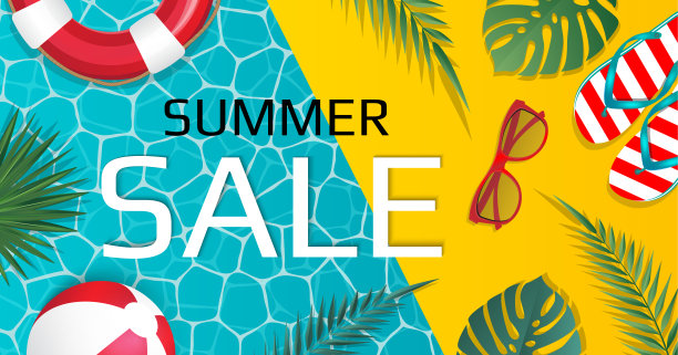 夏季销售背景布局横幅，墙纸，传单，海报，宣传册，优惠券折扣。矢量图模板。图片下载