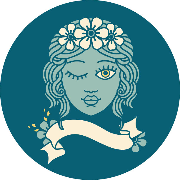 图标与旗帜一个少女的脸眨眼图片下载