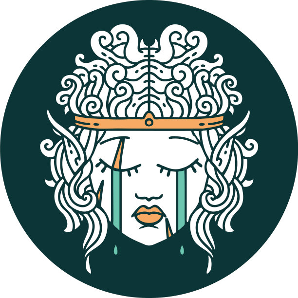 嚎啕大哭的精灵野蛮人角色的脸图标图片下载