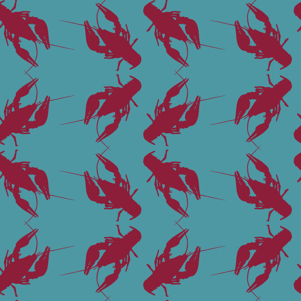 小龙虾无缝图案。没完没了的小龙虾的背景。矢量插图。图片下载