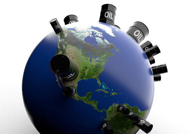 在地球上的石油储量分布和石油桶。图片下载