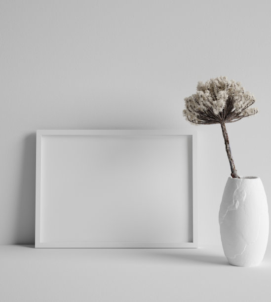 模拟框架与最小的装饰近距离在家庭室内背景图片下载