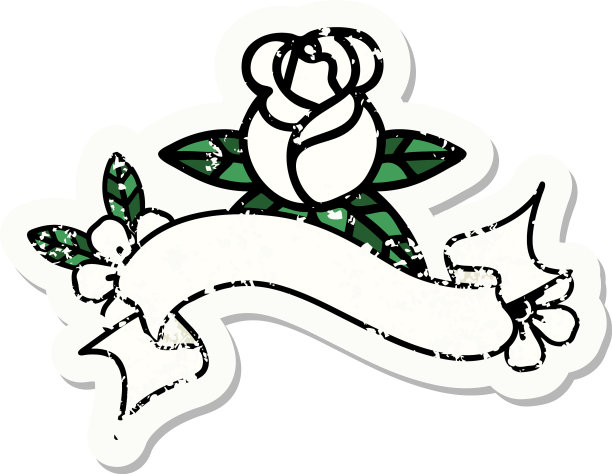 垃圾贴纸，横幅，一枝玫瑰图片下载