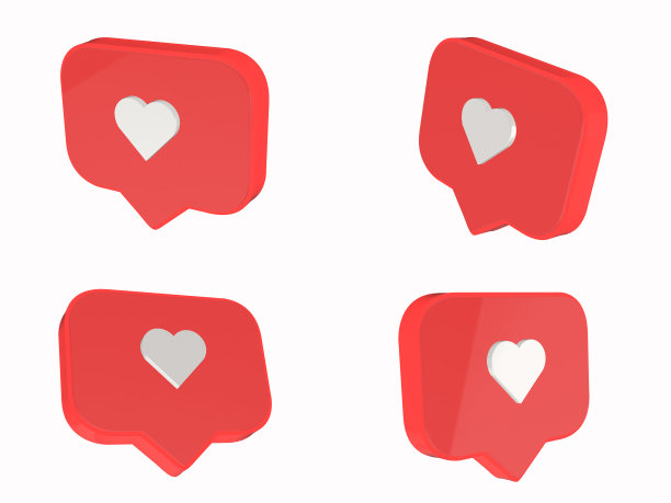 社交媒体通知图标的设置。像图标孤立。3 d演示。图片下载