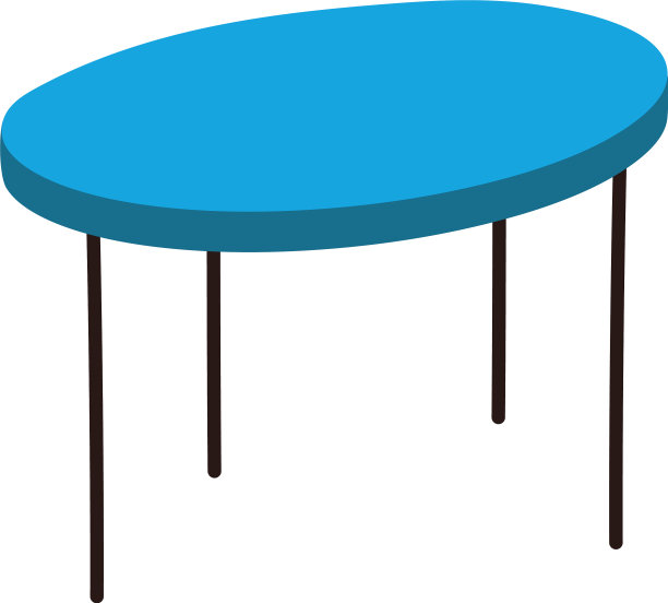 蓝色圆桌家具孤立图标上的白色图片下载