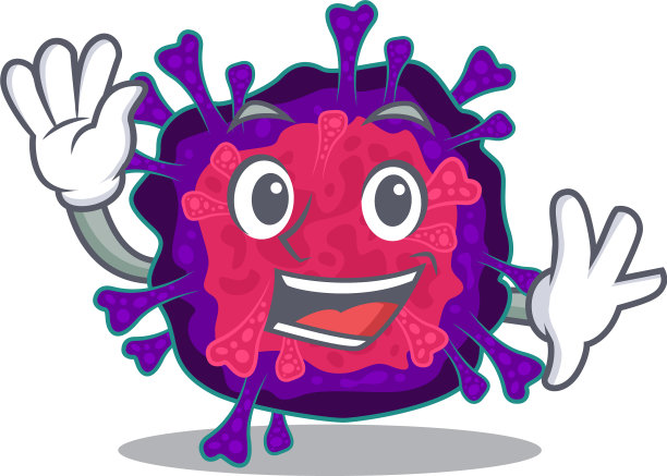 微笑的夜莺病毒卡通挥舞的手图片下载