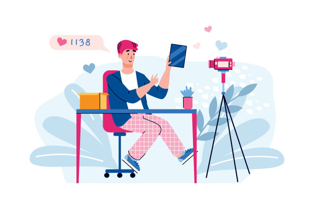 博客视频评论电子设备卡通矢量插图孤立。图片下载