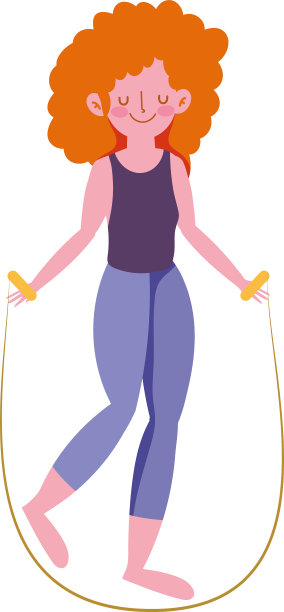 年轻女孩与跳绳人物孤立图标图片下载
