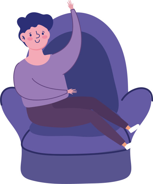 男人休息在椅子上孤立的图标上白色图片下载