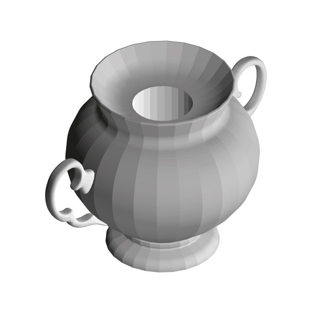 古董装饰茶壶。多边形灰色茶壶。等距视图。3 d。矢量图图片下载