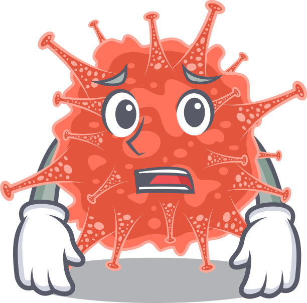 卡通的原冠状病毒显示焦虑的脸图片下载