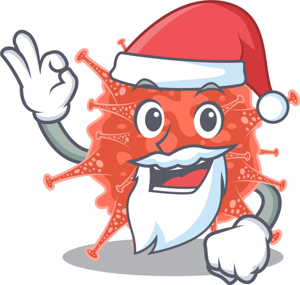 圣诞老人的新冠病毒显示正常手指图片下载