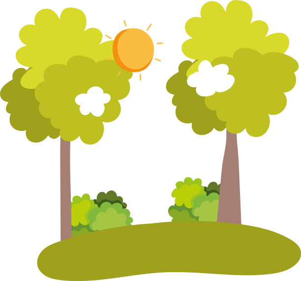 景观树木灌木草孤立图标白色图片下载