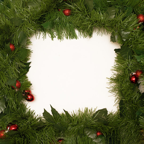 愿望清单框架与圣诞树枝和复古装饰图片下载