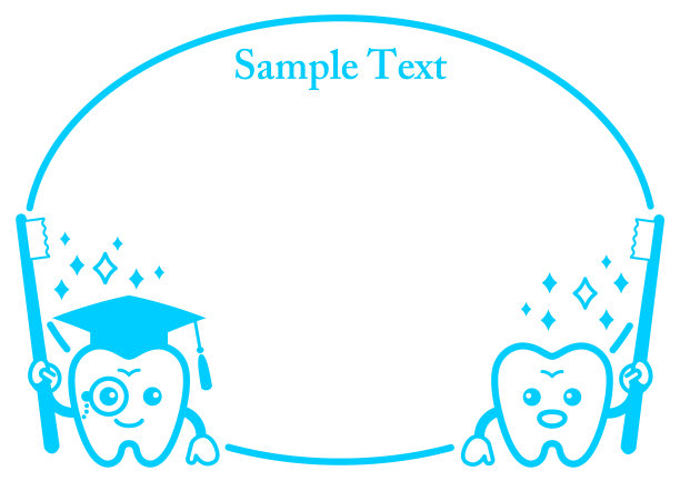 一个戴着帽子拿着牙刷的牙齿角色的装饰框架图片下载
