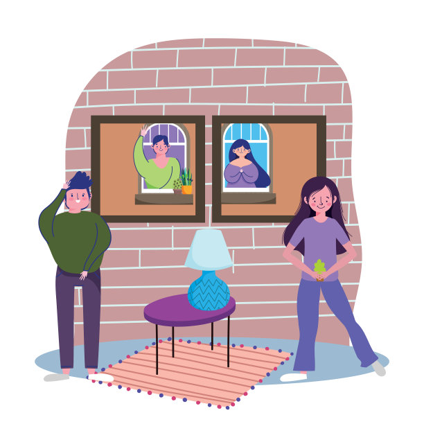 一男一女看着窗边的邻居图片下载