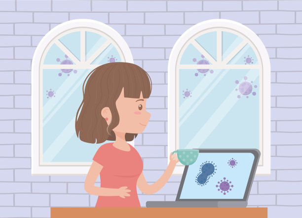 待在家里，在办公室喝咖啡，用笔记本电脑图片下载