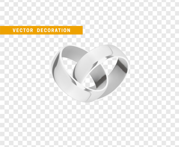 银色的结婚戒指，真实的设计孤立在透明的背景图片下载