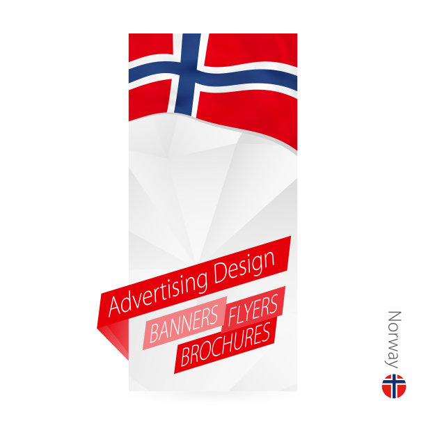 矢量抽象旗帜模板为挪威。图片下载