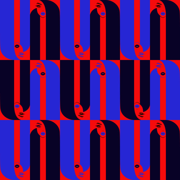 时尚女性无缝图案。留着长发的美女。矢量插图，矢量背景。图片下载