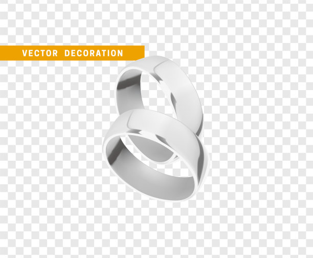 银色的结婚戒指，真实的设计孤立在透明的背景图片下载