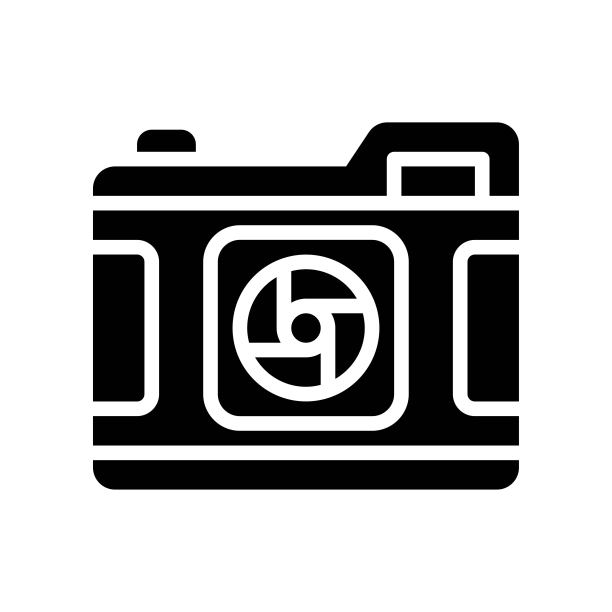 自由时间相关的照片相机与按钮矢量在固体设计，图片下载