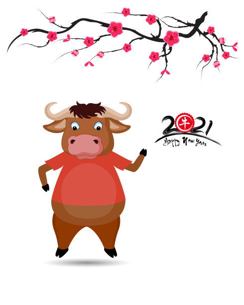 2021年春节快乐，牛年樱花盛开图片下载