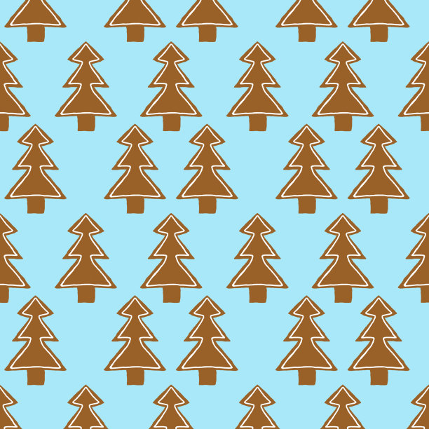 无缝模式与姜饼圣诞树的背景图片下载