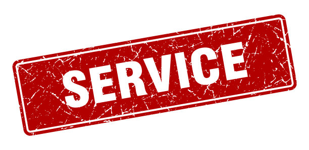 服务邮票服务复古红色标签标志图片下载