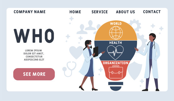 矢量网站设计模板。世卫组织-世界卫生组织的缩写，医学概念。图片下载