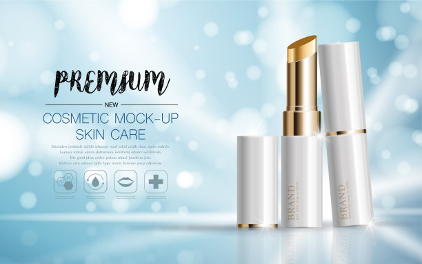 补水面部唇膏每年或节日促销。银色和金色的唇膏面膜瓶上隔离亮片颗粒背景。优雅的化妆品广告。图片下载