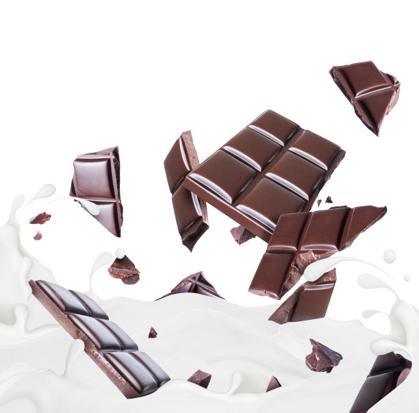 巧克力块被牛奶溅出来图片下载