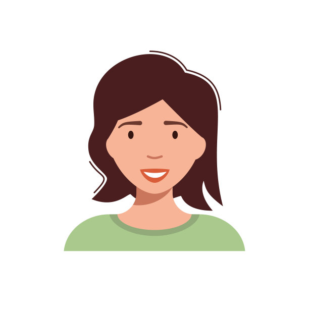 微笑的女孩阿凡达。可爱的微笑的女人。平面图标上的白色背景。人的性格。矢量图图片下载