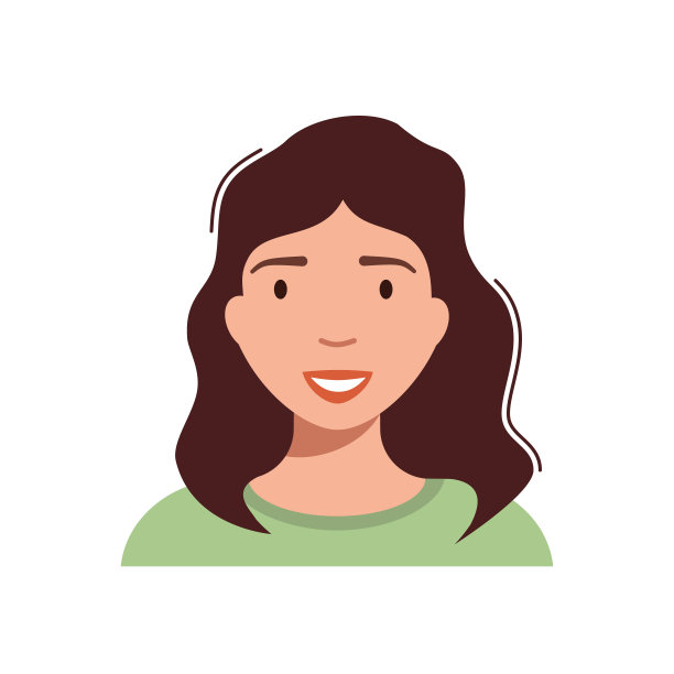 微笑的女孩阿凡达。可爱的微笑的女人。平面图标上的白色背景。人的性格。矢量图图片下载