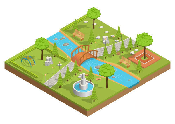 公园的等距图图片下载