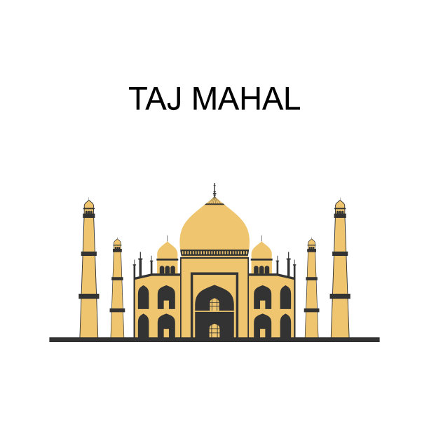 泰姬陵是一座象牙白色的大理石陵墓。商务旅游和旅游概念与现代建筑在白色的背景。印度城市阿格拉，北方邦。矢量图图片下载