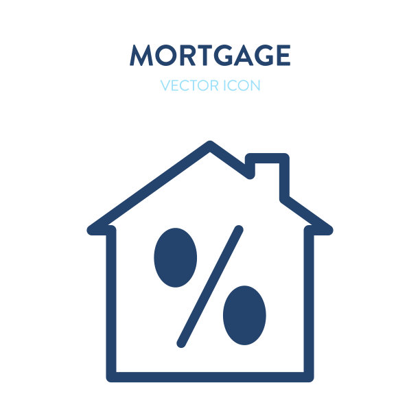 抵押贷款的图标。矢量插图的房子建筑和一个预百分比的标志在它。代表了利率、贷款、信用、抵押、利息、利率的概念图片下载