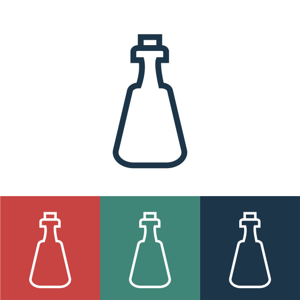 线性矢量图标与瓶子图片下载